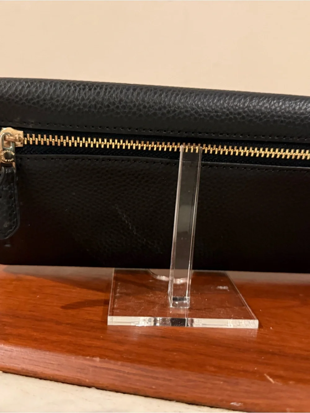 Coach Black Pebbled Leather Wallet with Gold Logo - Like New